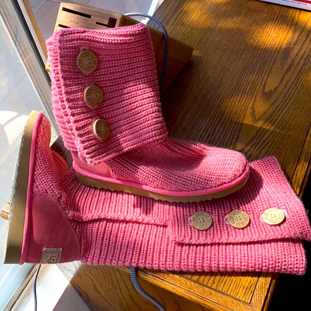 Ugg Pink Classic Cardy Sweater Boots
